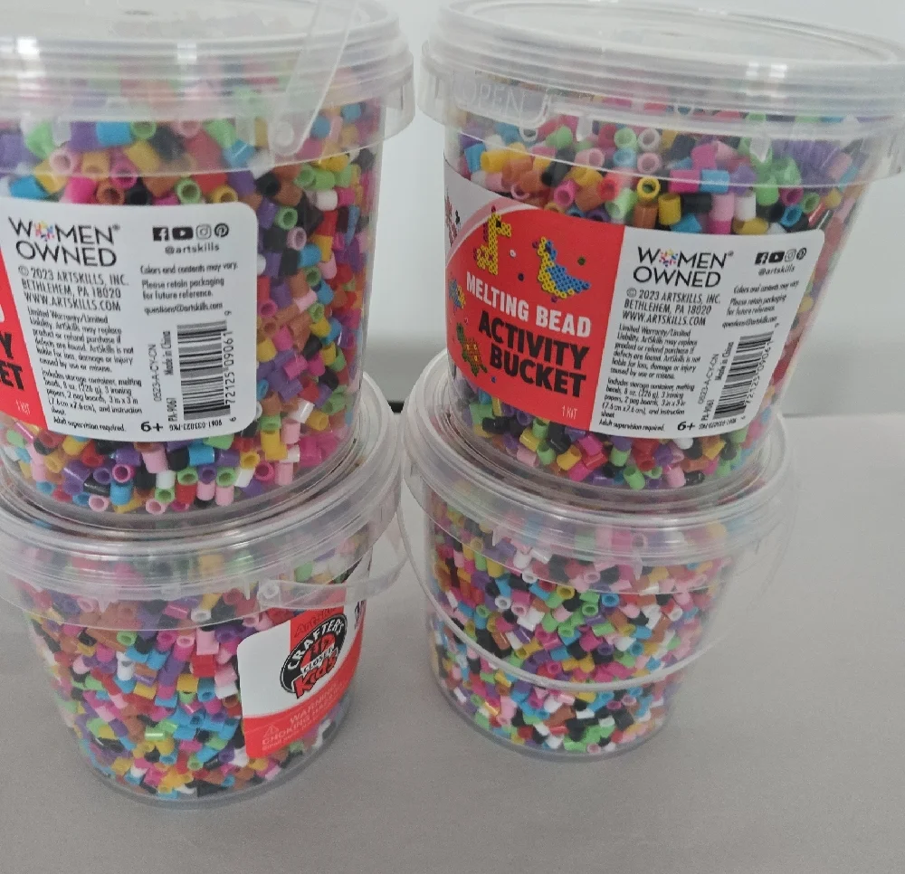 Melting Bead Activity Buckets – Set of 4 • Craft Kit for Kids & Adults